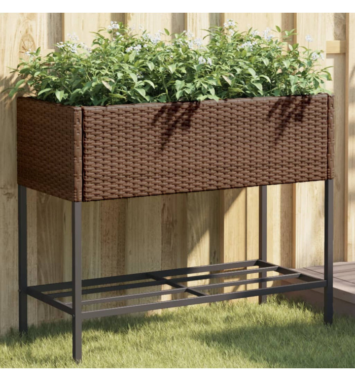 Jardinières avec étagère 2 pcs brun 90x40x75 cm résine tressée | Mobilier & Déco