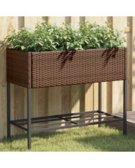 Jardinières avec étagère 2 pcs brun 90x40x75 cm résine tressée | Mobilier & Déco