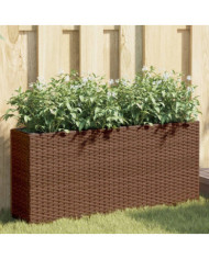 Jardinière avec 2 pots marron 90x20x40 cm résine tressée | Mobilier & Déco