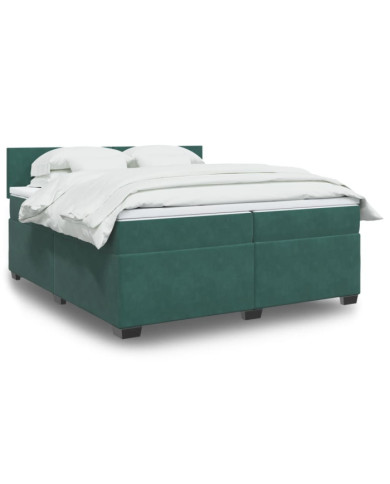 Sommier à lattes de lit et matelas Vert foncé 200x200cm Velours | Mobilier & Déco
