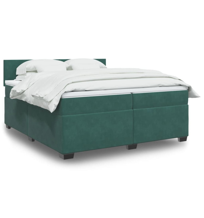 Sommier à lattes de lit et matelas Vert foncé 200x200cm Velours | Mobilier & Déco