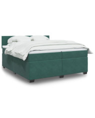 Sommier à lattes de lit et matelas Vert foncé 200x200cm Velours | Mobilier & Déco