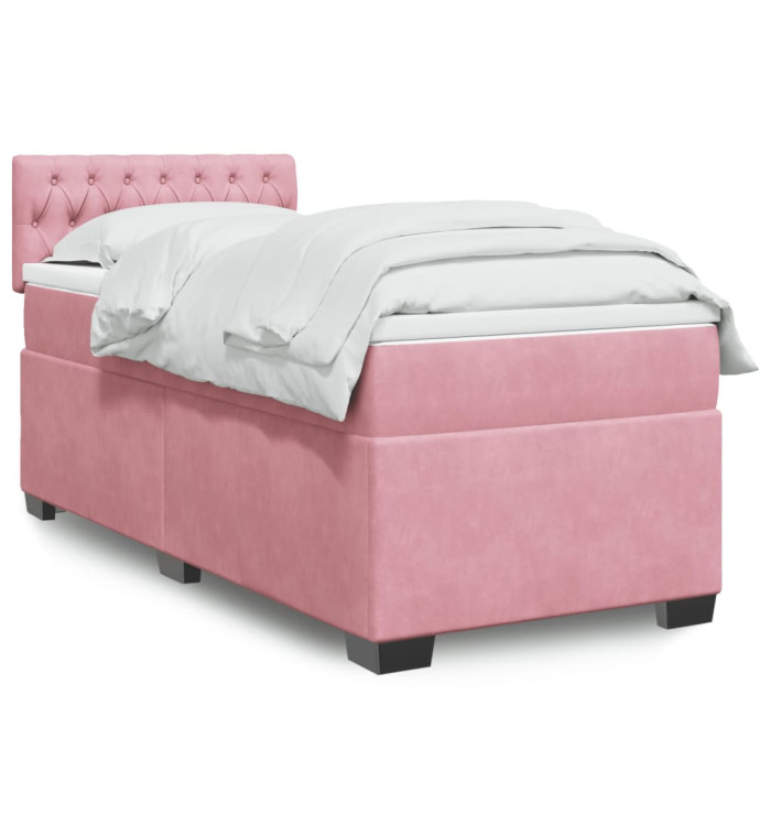 Sommier à lattes de lit avec matelas Rose 90x200 cm Velours | Mobilier & Déco