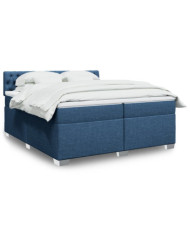 Sommier à lattes de lit avec matelas Bleu 200x200 cm Tissu | Mobilier & Déco