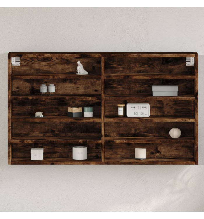 Armoire à vitrine chêne fumé 100x15x58 cm bois d'ingénierie | Mobilier & Déco