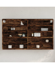 Armoire à vitrine chêne fumé 100x15x58 cm bois d'ingénierie | Mobilier & Déco