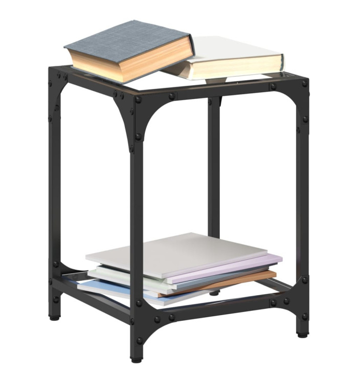 Table basse avec dessus en verre transparent 30x30x40 cm acier | Mobilier & Déco