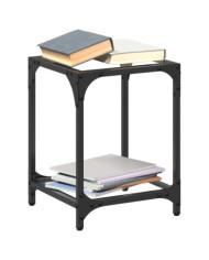 Table basse avec dessus en verre transparent 30x30x40 cm acier | Mobilier & Déco