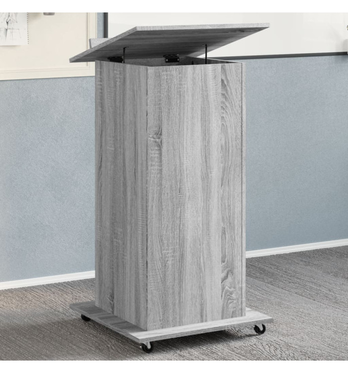 Pupitre avec roues et tiroir sonoma gris bois d'ingénierie | Mobilier & Déco