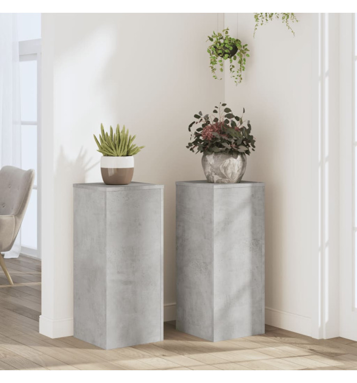 Supports pour plantes 2 pcs gris béton bois d'ingénierie | Mobilier & Déco
