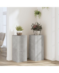 Supports pour plantes 2 pcs gris béton bois d'ingénierie | Mobilier & Déco