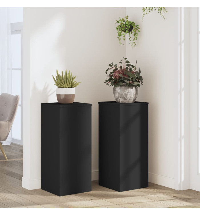 Supports pour plantes 2 pcs noir 30x30x70 cm bois d'ingénierie | Mobilier & Déco