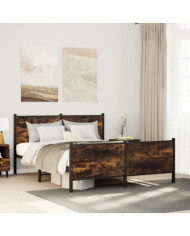 Cadre de lit en métal sans matelas chêne fumé 160x200 cm | Mobilier & Déco
