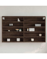 Armoire à vitrine chêne marron 100x15x58 cm bois d'ingénierie | Mobilier & Déco