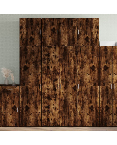 Buffet haut chêne fumé 80x42,5x249 cm bois d'ingénierie | Mobilier & Déco