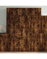 Buffet haut chêne fumé 80x42,5x185 cm bois d'ingénierie | Mobilier & Déco