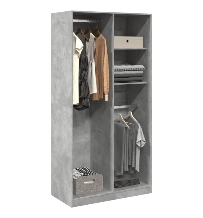Garde-robe Gris béton 100x50x200 cm Aggloméré | Mobilier & Déco