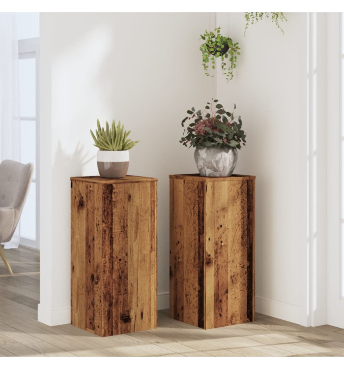 Supports pour plantes 2 pcs vieux bois bois d'ingénierie | Mobilier & Déco
