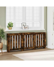 Cache-radiateur chêne fumé 205x21,5x83,5 cm bois d'ingénierie | Mobilier & Déco