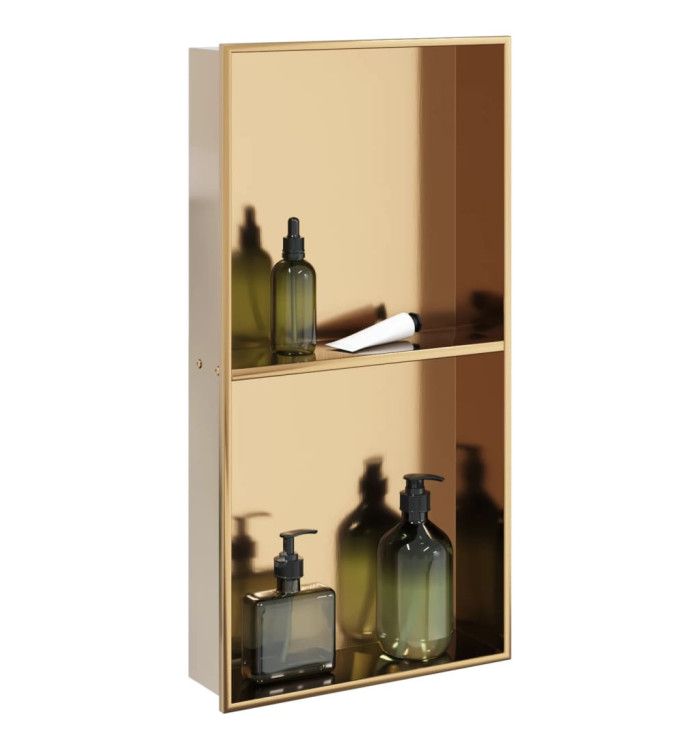 Niche de douche doré brossé 32x62x9 cm acier inoxydable | Mobilier & Déco