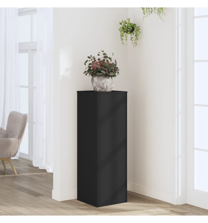 Support pour plantes noir 33x33x100 cm bois d'ingénierie | Mobilier & Déco