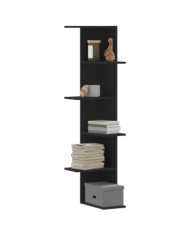 Étagère d'angle murale noir 36,5x36,5x140 cm bois d'ingénierie | Mobilier & Déco