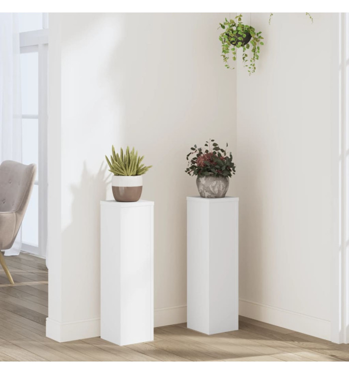 Supports pour plantes 2 pcs blanc 17x17x60 cm bois d'ingénierie | Mobilier & Déco