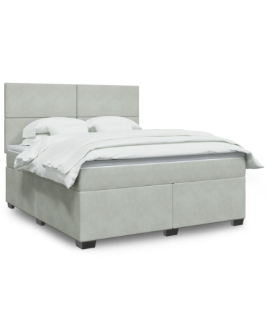Sommier à lattes de lit et matelas Gris clair 180x200cm Velours | Mobilier & Déco