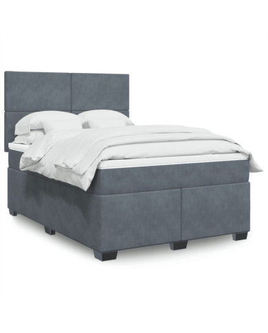 Sommier à lattes de lit et matelas Gris foncé 160x200cm Velours | Mobilier & Déco