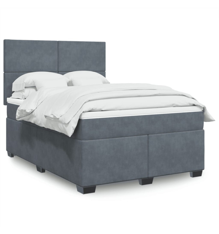 Sommier à lattes de lit et matelas Gris foncé 160x200cm Velours | Mobilier & Déco