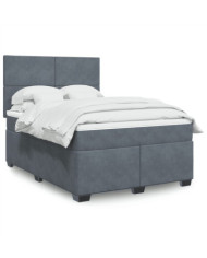 Sommier à lattes de lit et matelas Gris foncé 160x200cm Velours | Mobilier & Déco