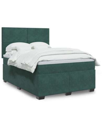 Sommier à lattes de lit et matelas Vert foncé 160x200cm Velours | Mobilier & Déco