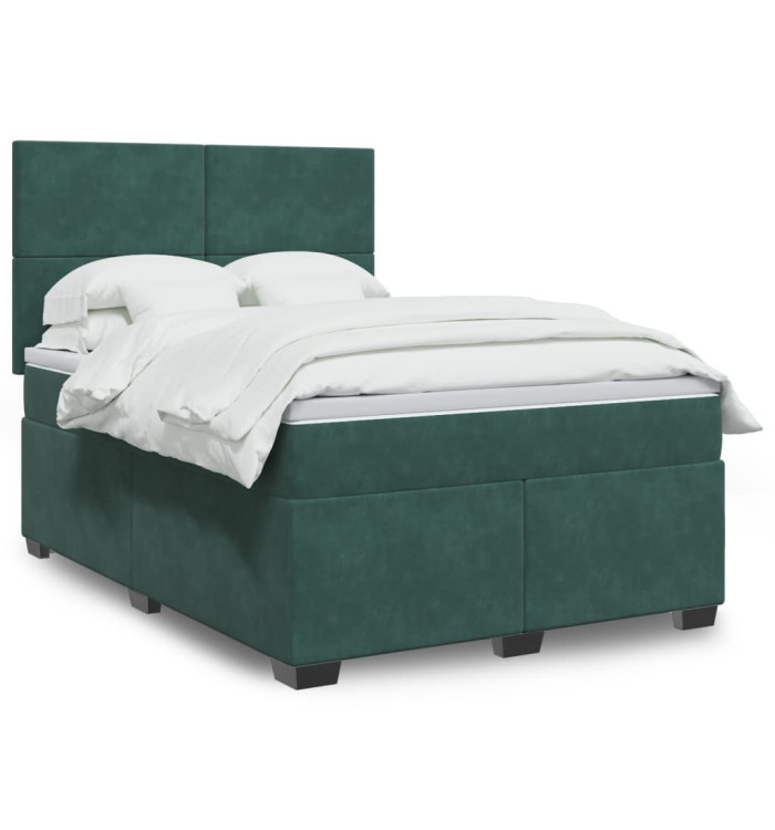 Sommier à lattes de lit et matelas Vert foncé 160x200cm Velours | Mobilier & Déco