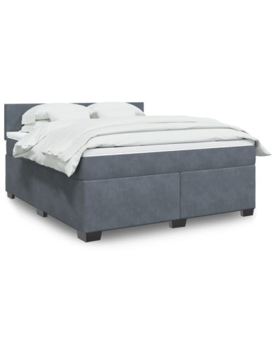 Sommier à lattes de lit et matelas Gris foncé 180x200cm Velours | Mobilier & Déco