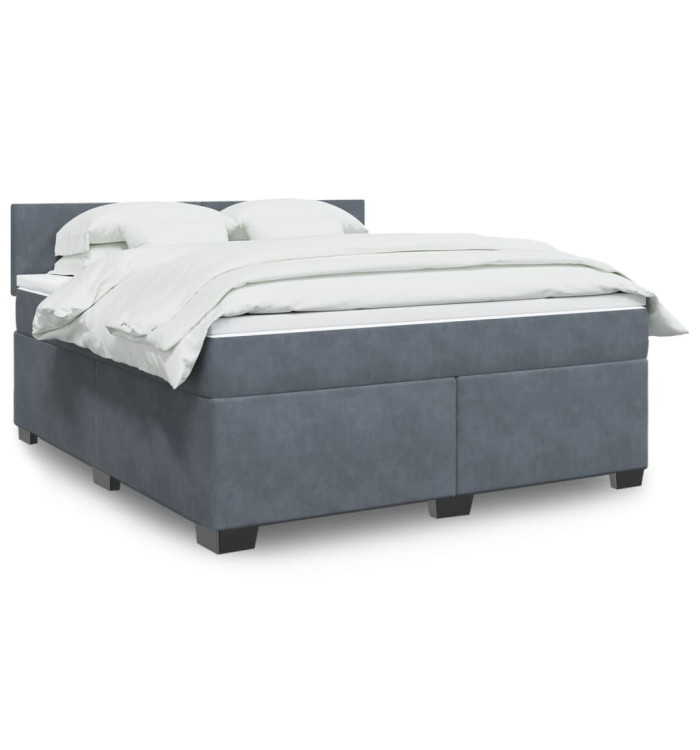 Sommier à lattes de lit et matelas Gris foncé 180x200cm Velours | Mobilier & Déco