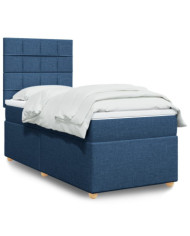 Sommier à lattes de lit avec matelas Bleu 90x190 cm Tissu | Mobilier & Déco