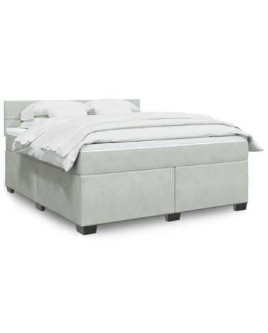 Sommier à lattes de lit et matelas Gris clair 180x200cm Velours | Mobilier & Déco