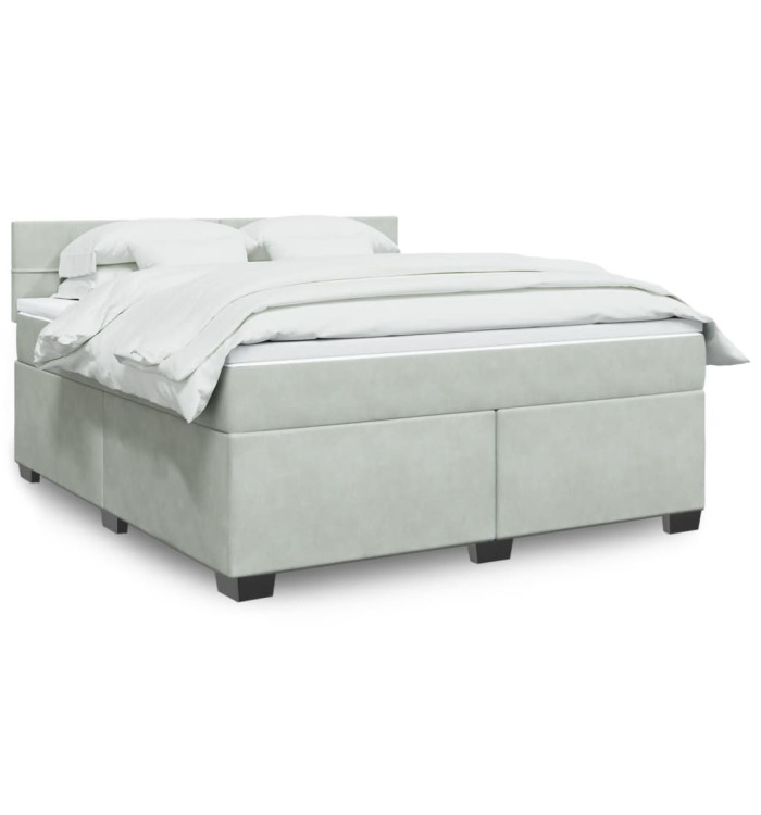 Sommier à lattes de lit et matelas Gris clair 180x200cm Velours | Mobilier & Déco