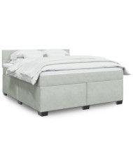 Sommier à lattes de lit et matelas Gris clair 180x200cm Velours | Mobilier & Déco