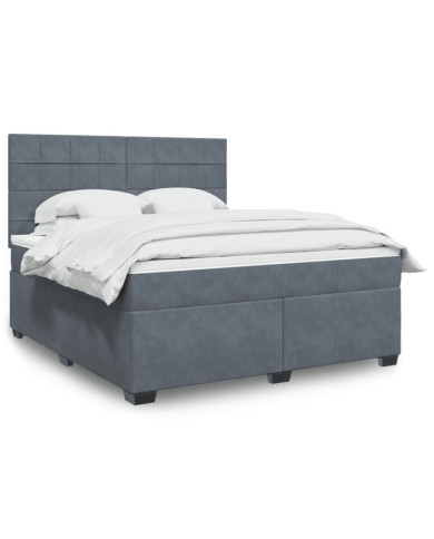 Sommier à lattes de lit et matelas Gris foncé 180x200cm Velours | Mobilier & Déco
