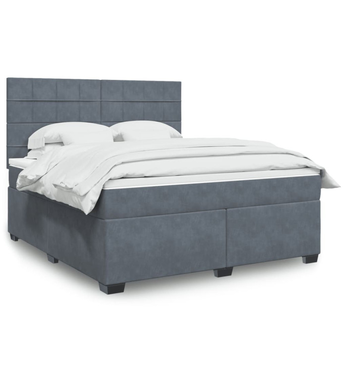 Sommier à lattes de lit et matelas Gris foncé 180x200cm Velours | Mobilier & Déco