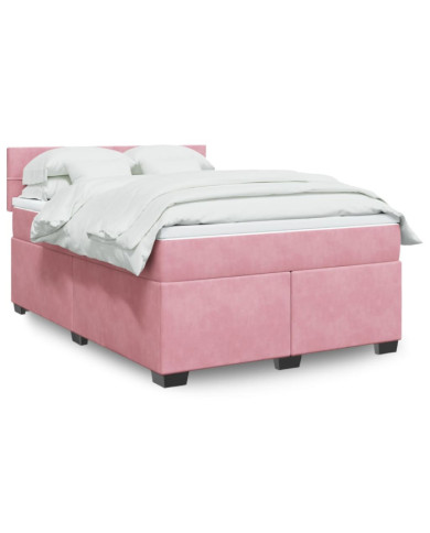 Sommier à lattes de lit avec matelas Rose 160x200 cm Velours | Mobilier & Déco
