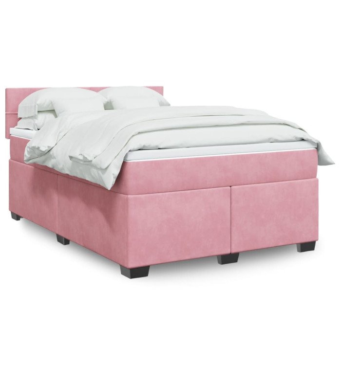 Sommier à lattes de lit avec matelas Rose 160x200 cm Velours | Mobilier & Déco