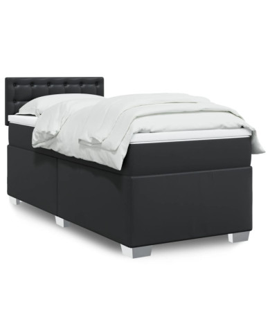 Sommier à lattes de lit avec matelas Noir 80x200cm Similicuir | Mobilier & Déco