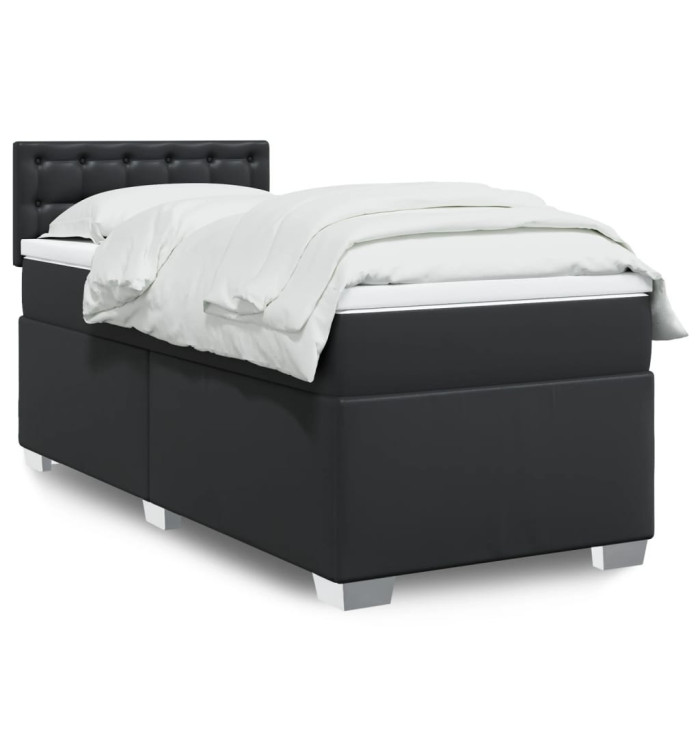 Sommier à lattes de lit avec matelas Noir 80x200cm Similicuir | Mobilier & Déco