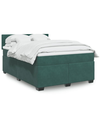 Sommier à lattes de lit et matelas Vert foncé 140x200cm Velours | Mobilier & Déco