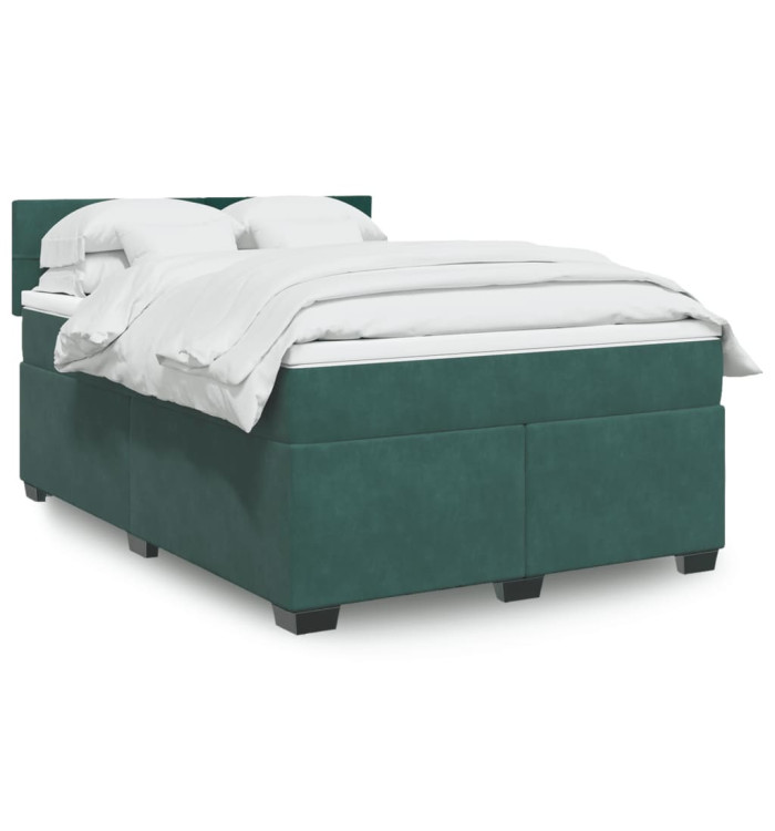 Sommier à lattes de lit et matelas Vert foncé 140x200cm Velours | Mobilier & Déco