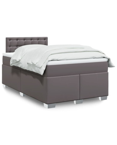 Sommier à lattes de lit avec matelas Gris 120x200 cm Similicuir | Mobilier & Déco