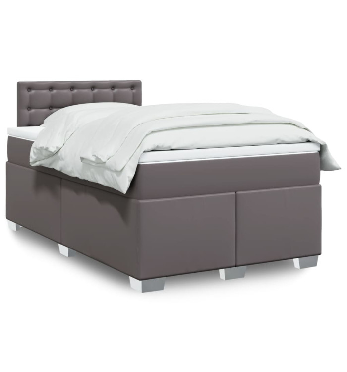 Sommier à lattes de lit avec matelas Gris 120x200 cm Similicuir | Mobilier & Déco