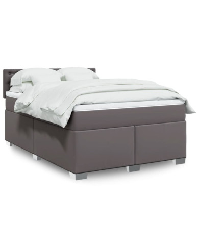 Sommier à lattes de lit avec matelas Gris 160x200 cm Similicuir | Mobilier & Déco